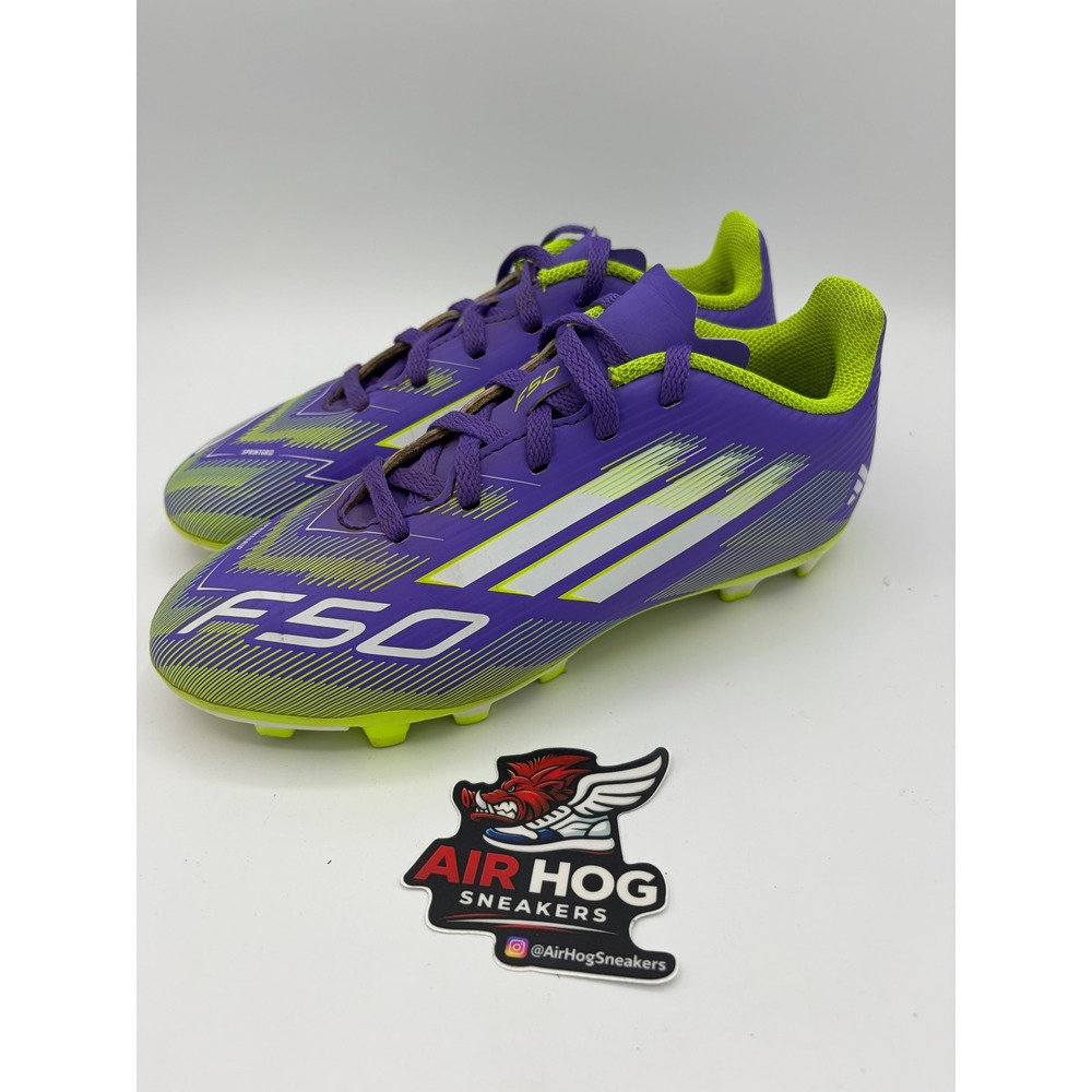 Adidas F50 League FG Kids Soccer Cleats Purple Lucid Lemon IF1376